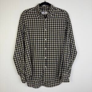 Old England Mens Button-Up Long Sleeve Checkered Office Brown/Beige Shirt Small